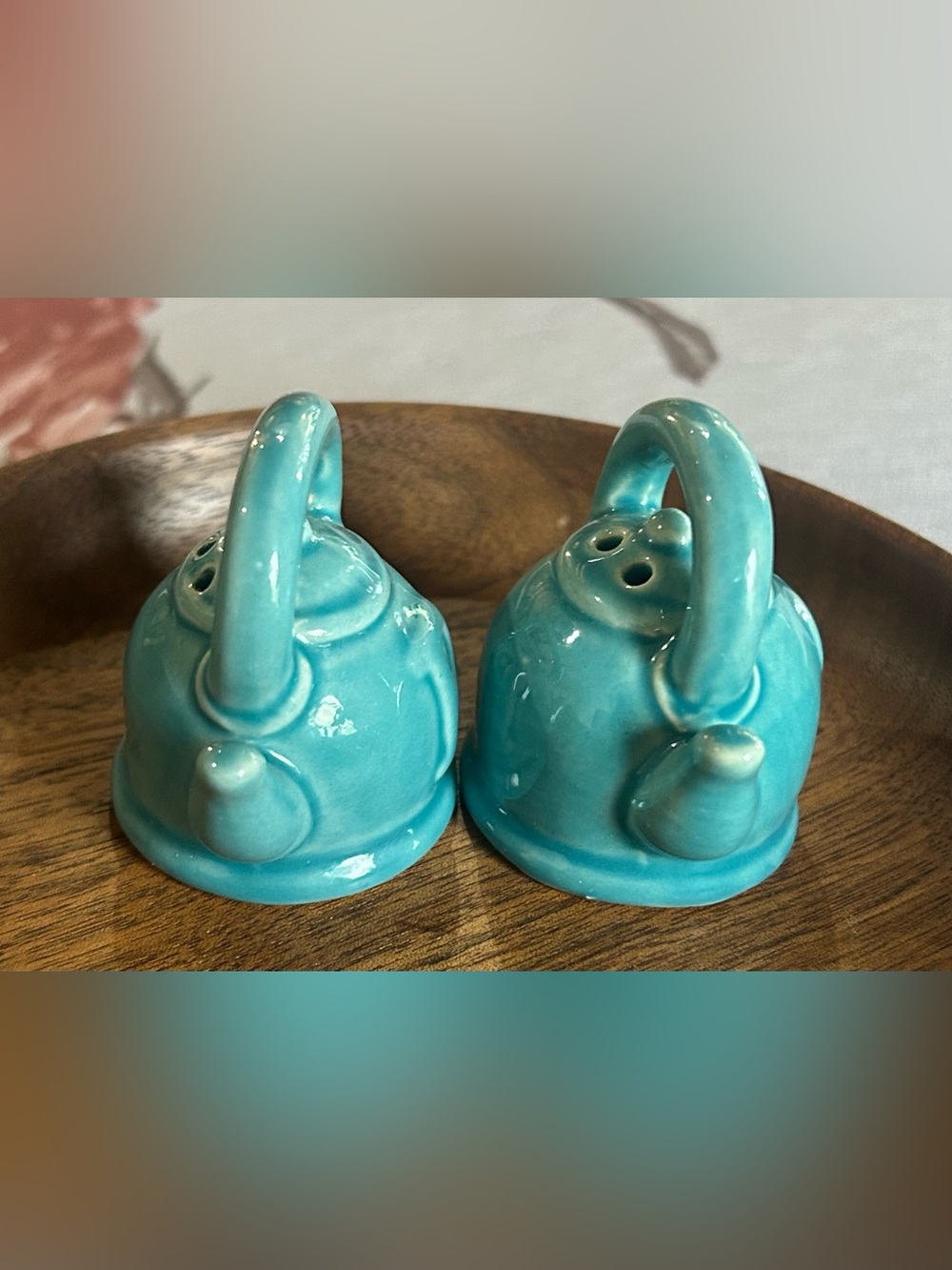 🐕3/20 Ceramic Turquoise Teapot Salt & Pepper Shaker Set - Picture 4 of 6